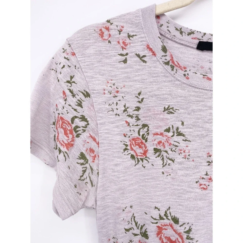Monrow S Grey Floral Maternity Sheath Short Sleeve Midi Tube Bodycon Cotton $165 - Picture 5 of 7
